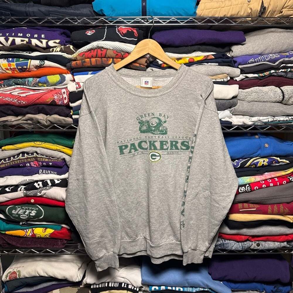 Vintage 90s NFL Green Bay Packers Graphic Crewneck Sweatshirt Gray